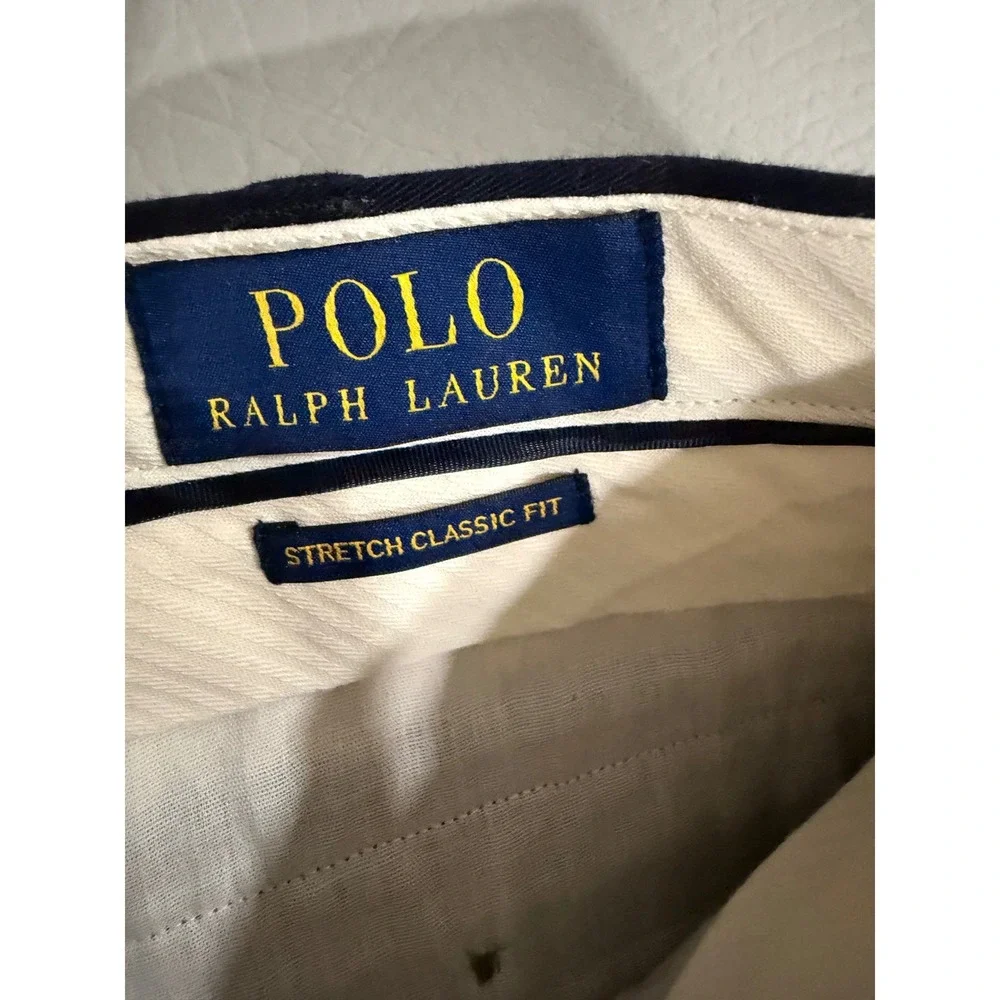 Polo Ralph Lauren Stretch Classic Fit Pants Mens Tag Size 38x34 Navy‎ Chino